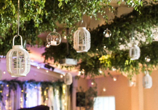 Decorations for wedding reception in the main function room at La Mare Wine Estate