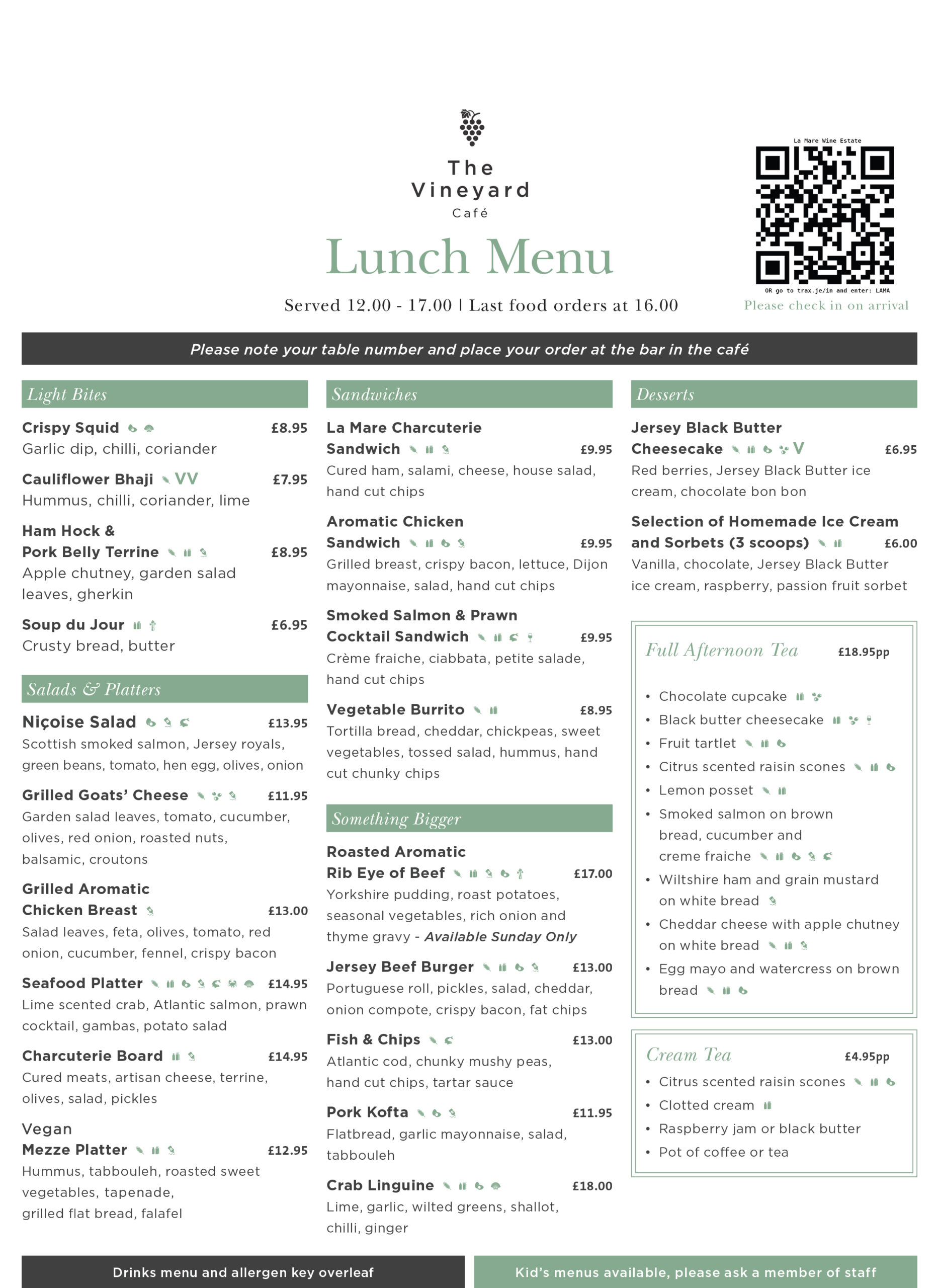 Menus La Mare Wine Estate