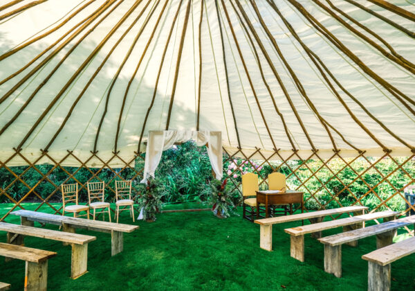 Yurt for wedding ceremony at La Mare Wine Estate