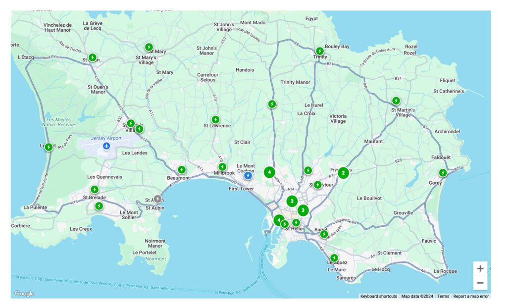 ELECTRIC CAR CHARGING POINTS JERSEY